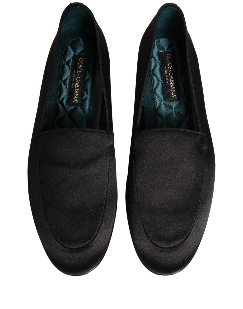 Dolce & Gabbana Schwarze Satin-Loafer mit Logo – Slip-On-Flats