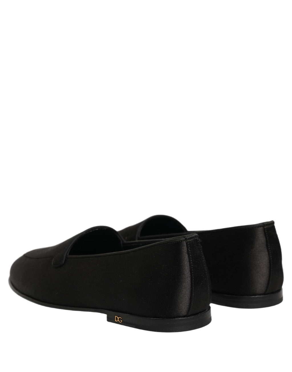 Dolce & Gabbana Schwarze Satin-Loafer mit Logo – Slip-On-Flats