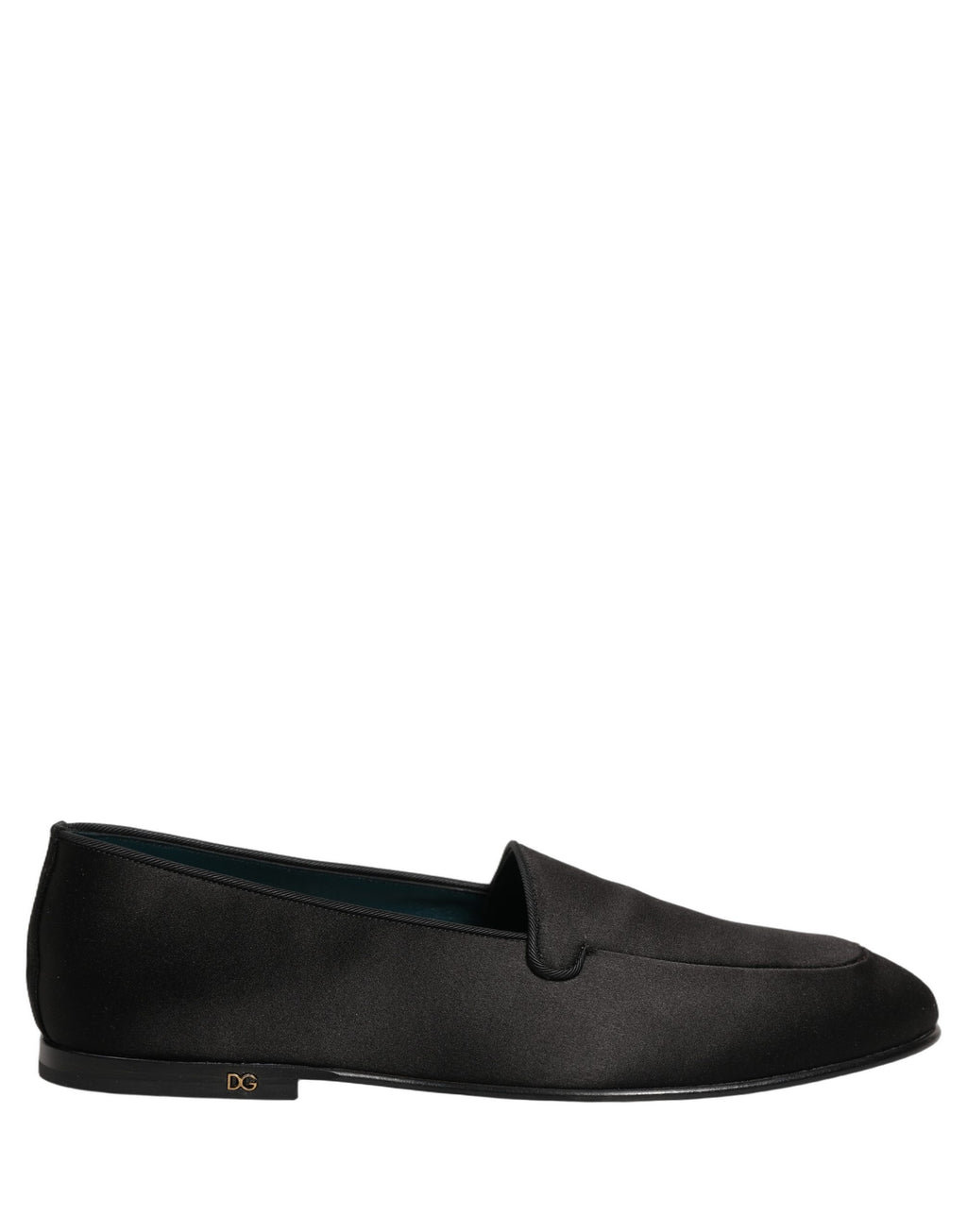 Dolce & Gabbana Schwarze Satin-Loafer mit Logo – Slip-On-Flats