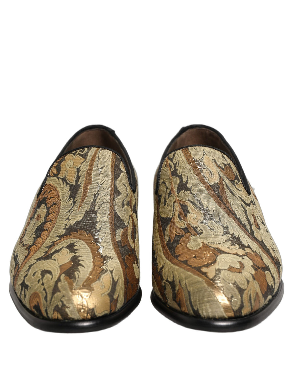 Dolce & Gabbana Gold Brokat Loafer-Slipper für Herren