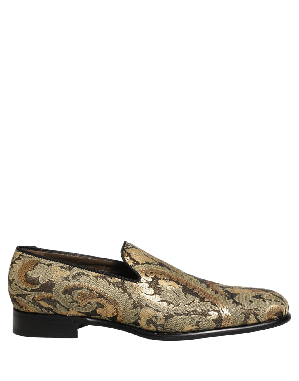 Dolce & Gabbana Gold Brokat Loafer-Slipper für Herren
