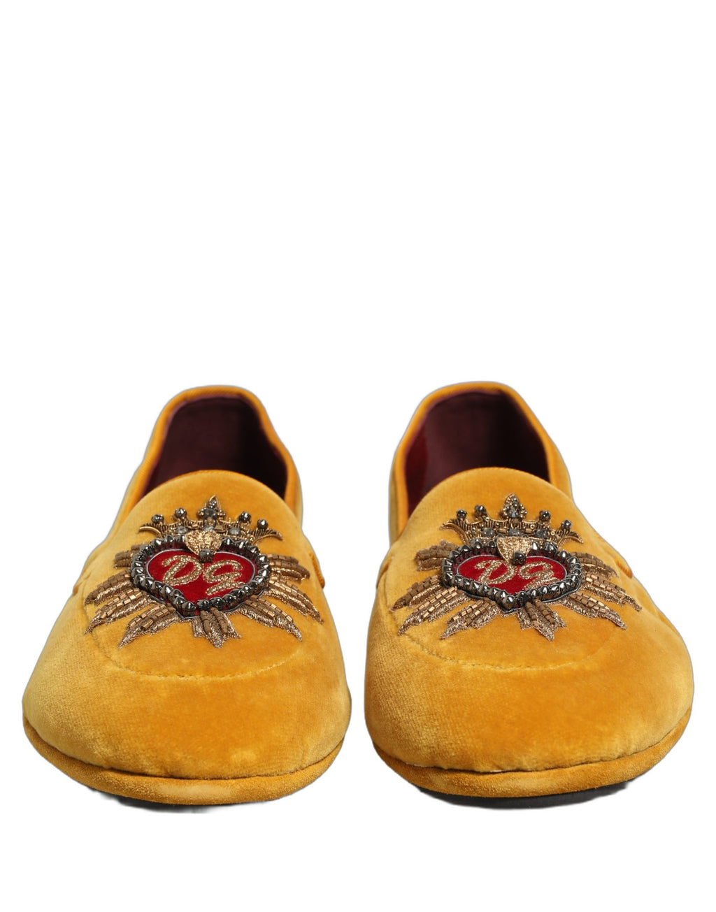 Dolce & Gabbana Gelbe Samt-Loafer mit DG-Herz-Applikation