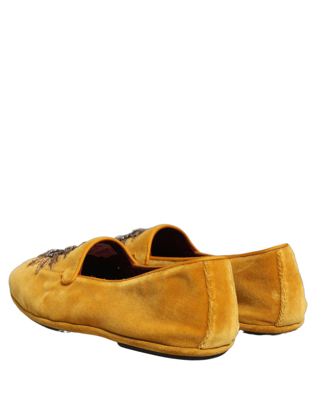 Dolce & Gabbana Gelbe Samt-Loafer mit DG-Herz-Applikation