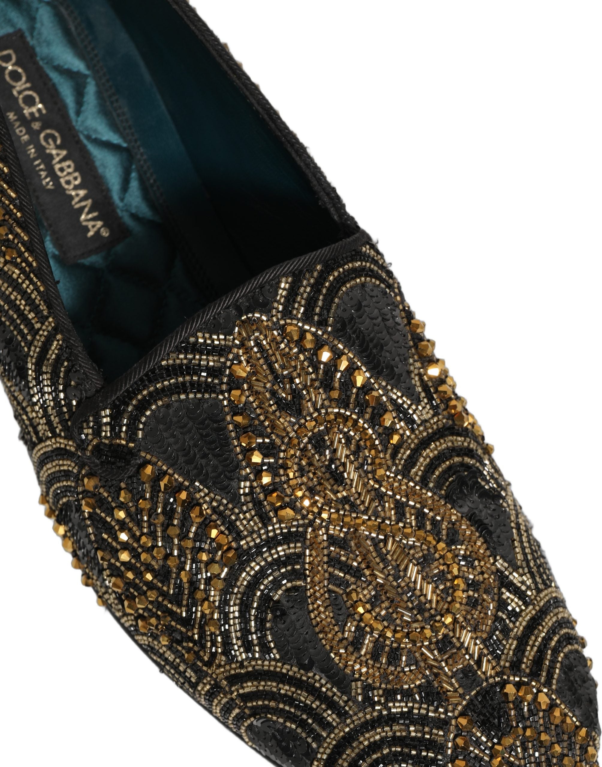 Dolce & Gabbana Schwarze Loafer mit Goldverzierungen