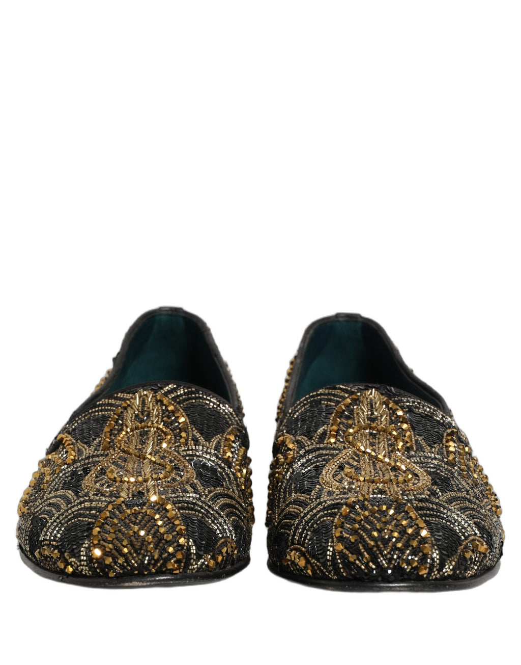 Dolce & Gabbana Schwarze Loafer mit Goldverzierungen