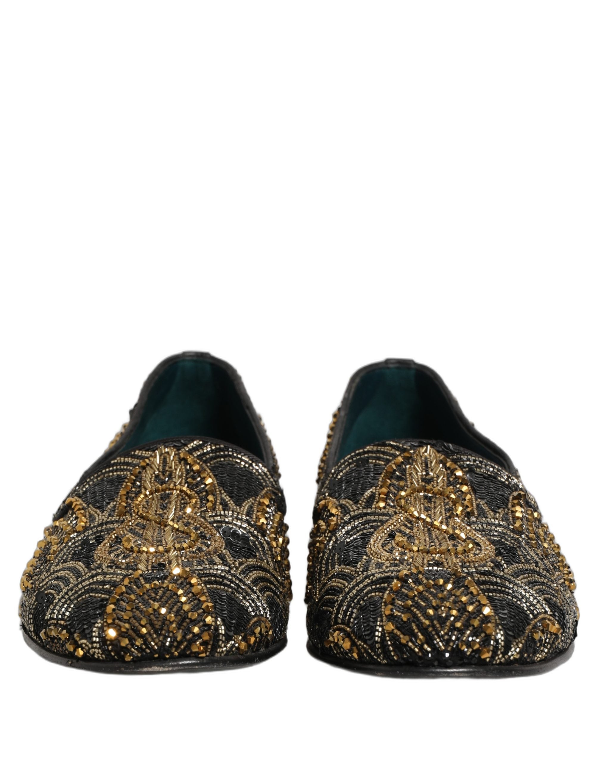 Dolce & Gabbana Schwarze Loafer mit Goldverzierungen