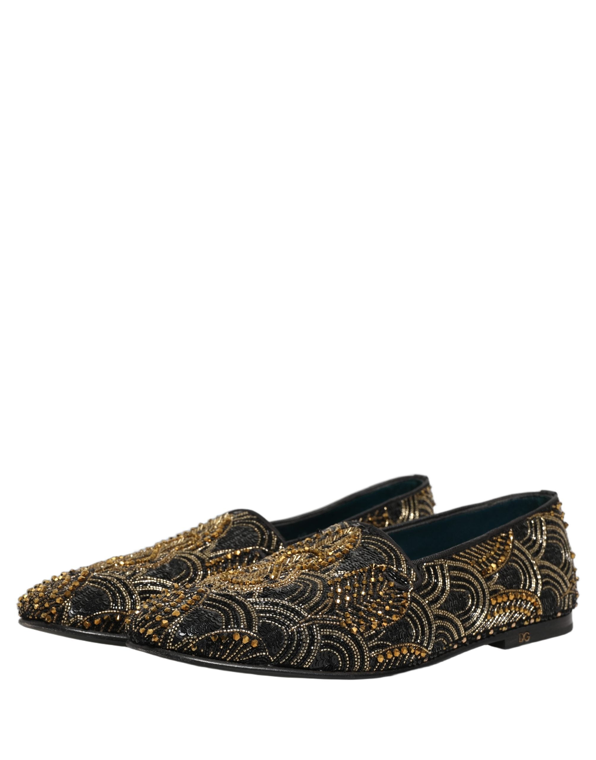 Dolce & Gabbana Schwarze Loafer mit Goldverzierungen