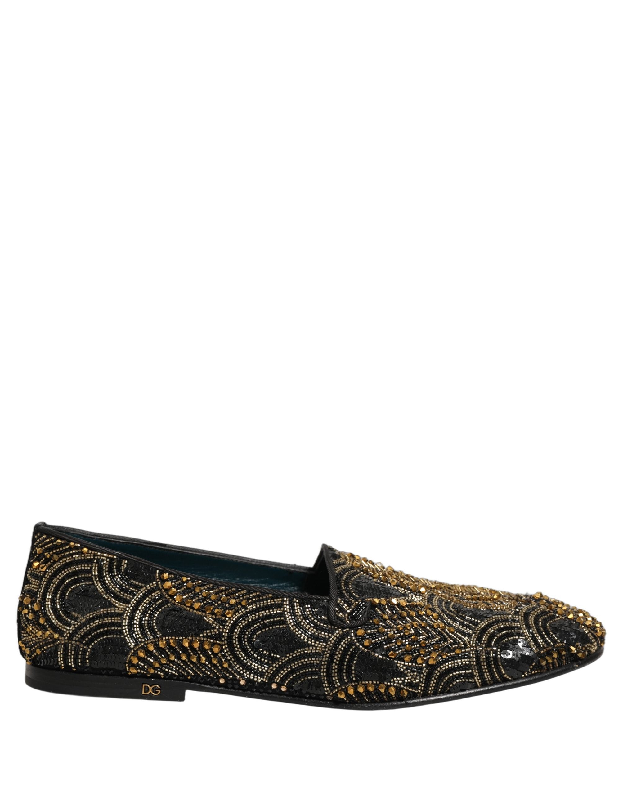 Dolce & Gabbana Schwarze Loafer mit Goldverzierungen