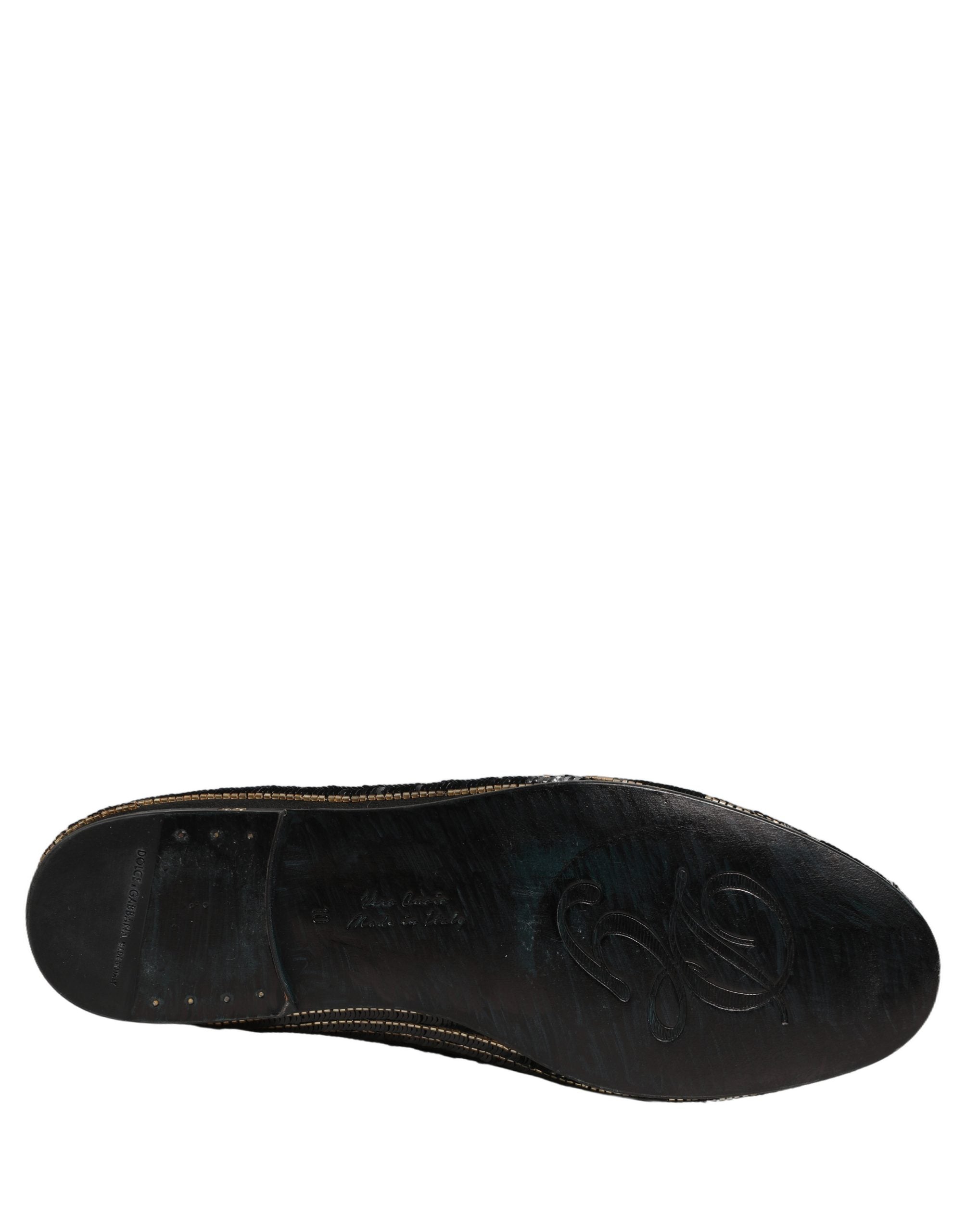 Dolce & Gabbana Schwarze Loafer für Herren mit goldenen Pailletten