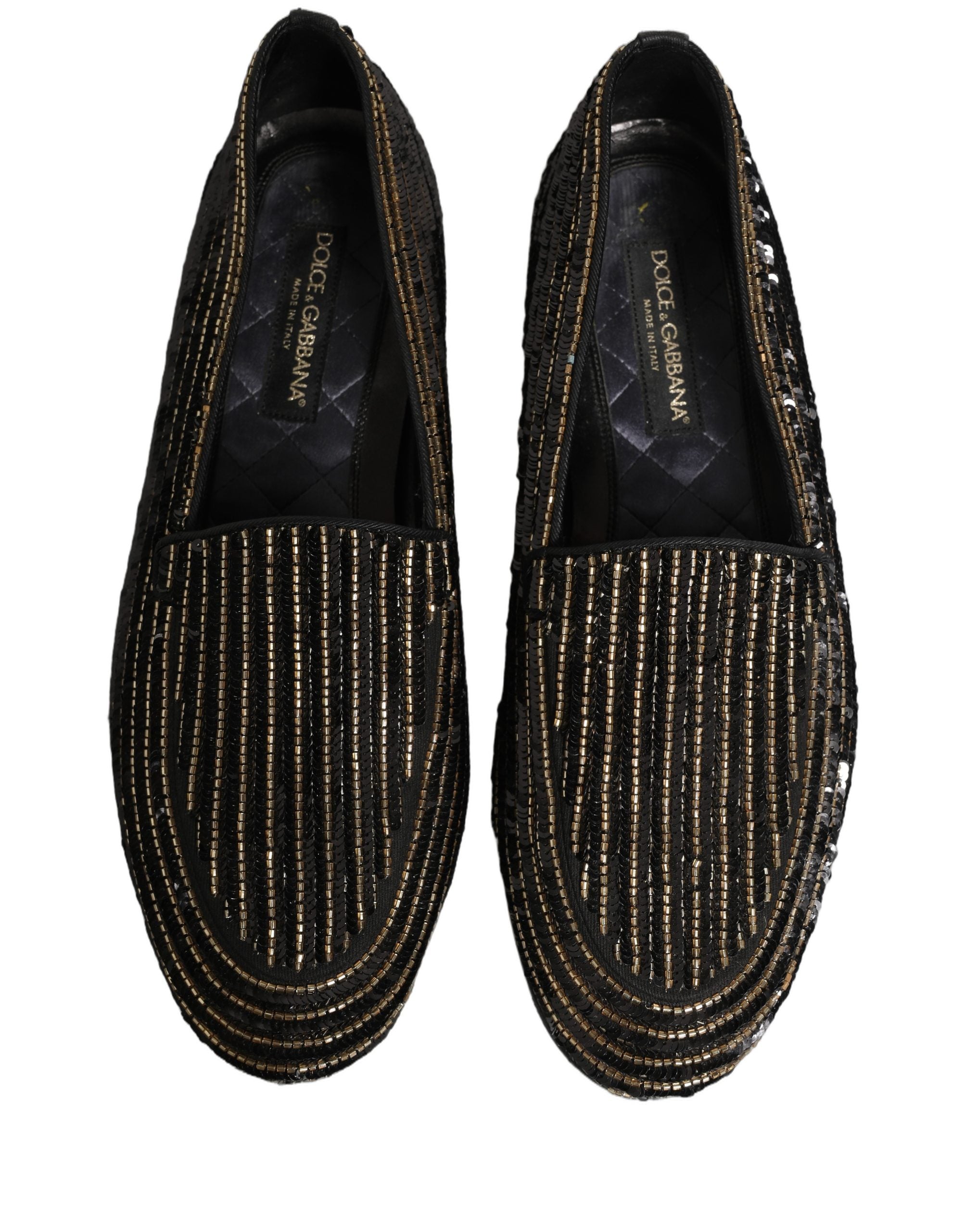Dolce & Gabbana Schwarze Loafer für Herren mit goldenen Pailletten