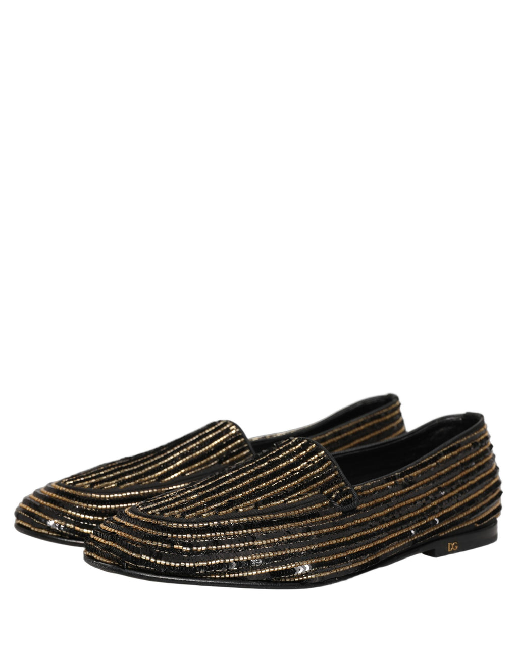 Dolce & Gabbana Schwarze Loafer für Herren mit goldenen Pailletten