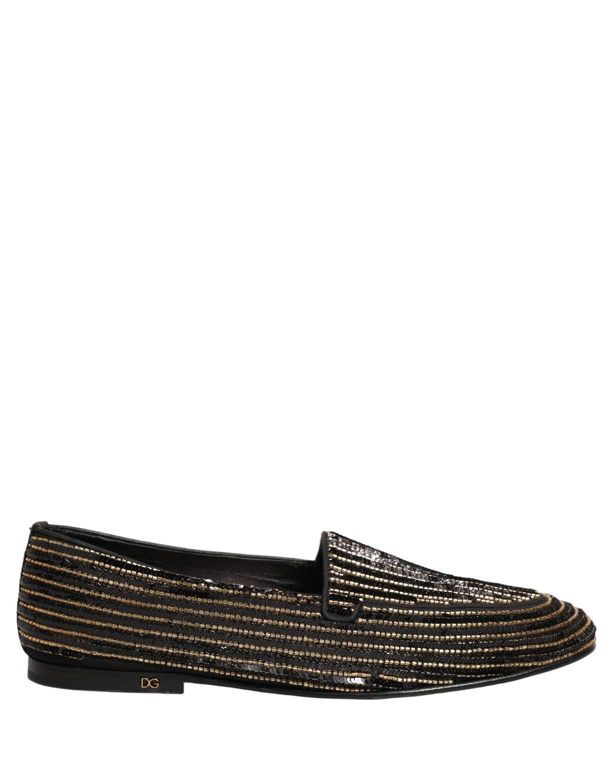 Dolce & Gabbana Schwarze Loafer für Herren mit goldenen Pailletten