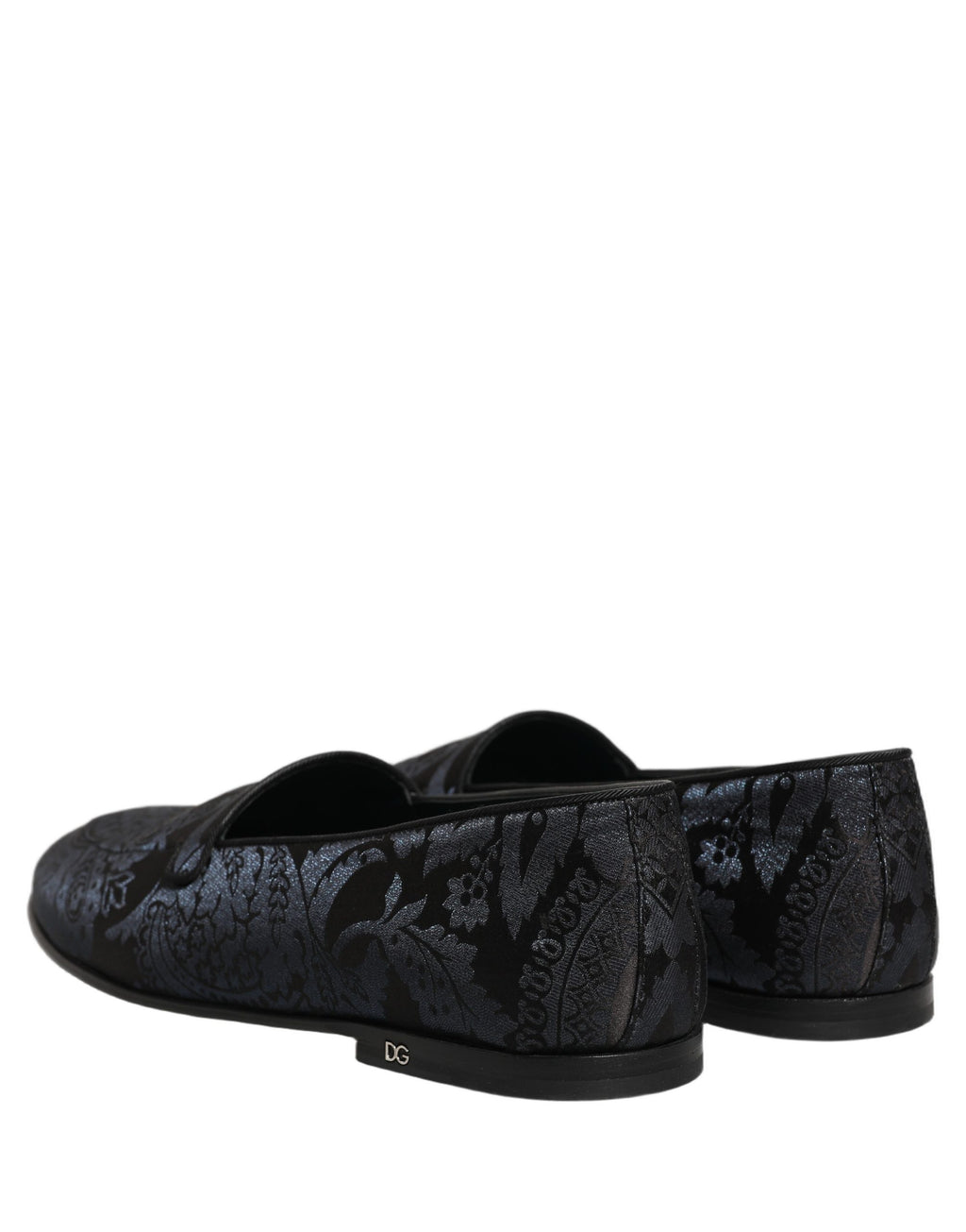 Dolce & Gabbana Blaue Jacquard-Loafer aus Leder zum Hineinschlüpfen