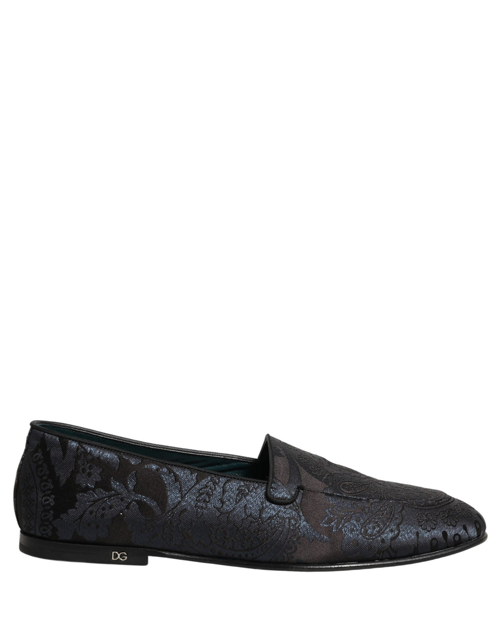 Dolce & Gabbana Silberne Jacquard-Loafer aus Leder zum Hineinschlüpfen