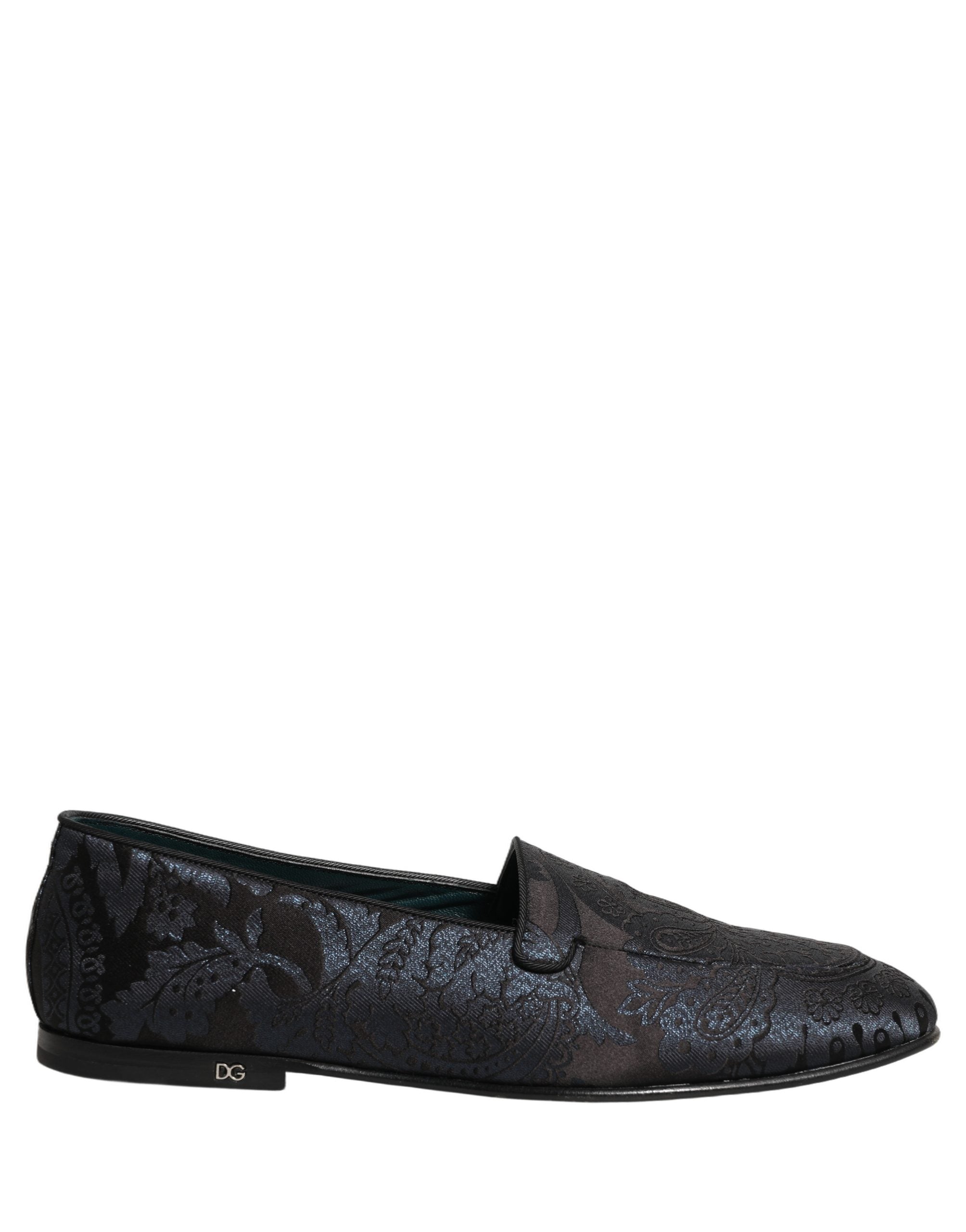 Dolce & Gabbana Silberne Jacquard-Loafer aus Leder zum Hineinschlüpfen