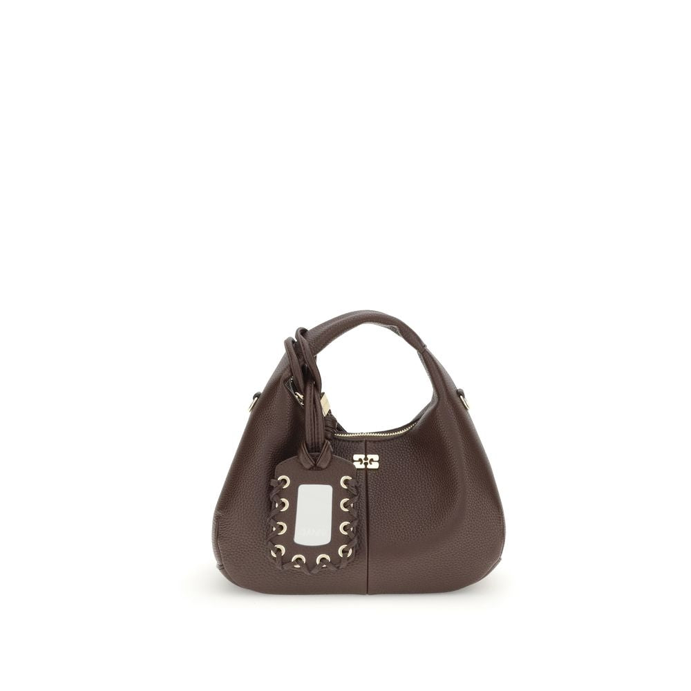 Ganni Braune Handtasche aus recyceltem Polyester