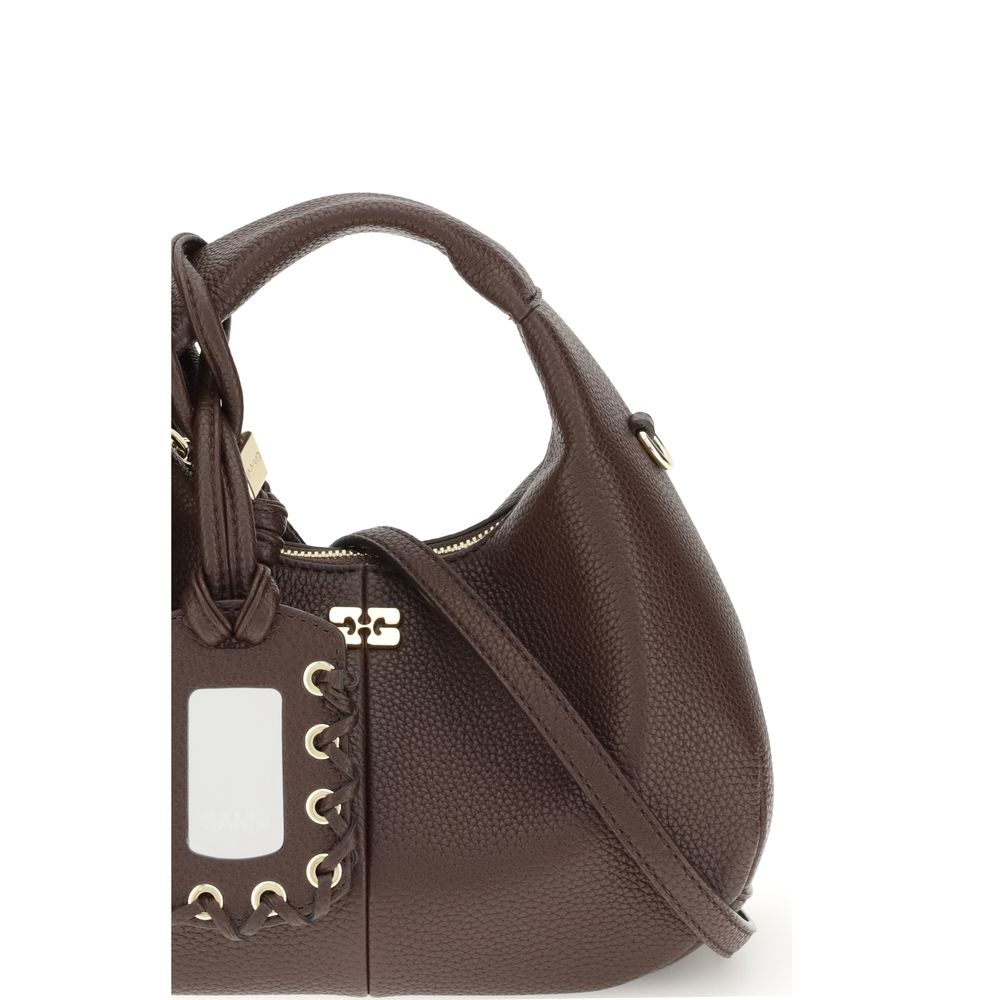 Ganni Braune Handtasche aus recyceltem Polyester