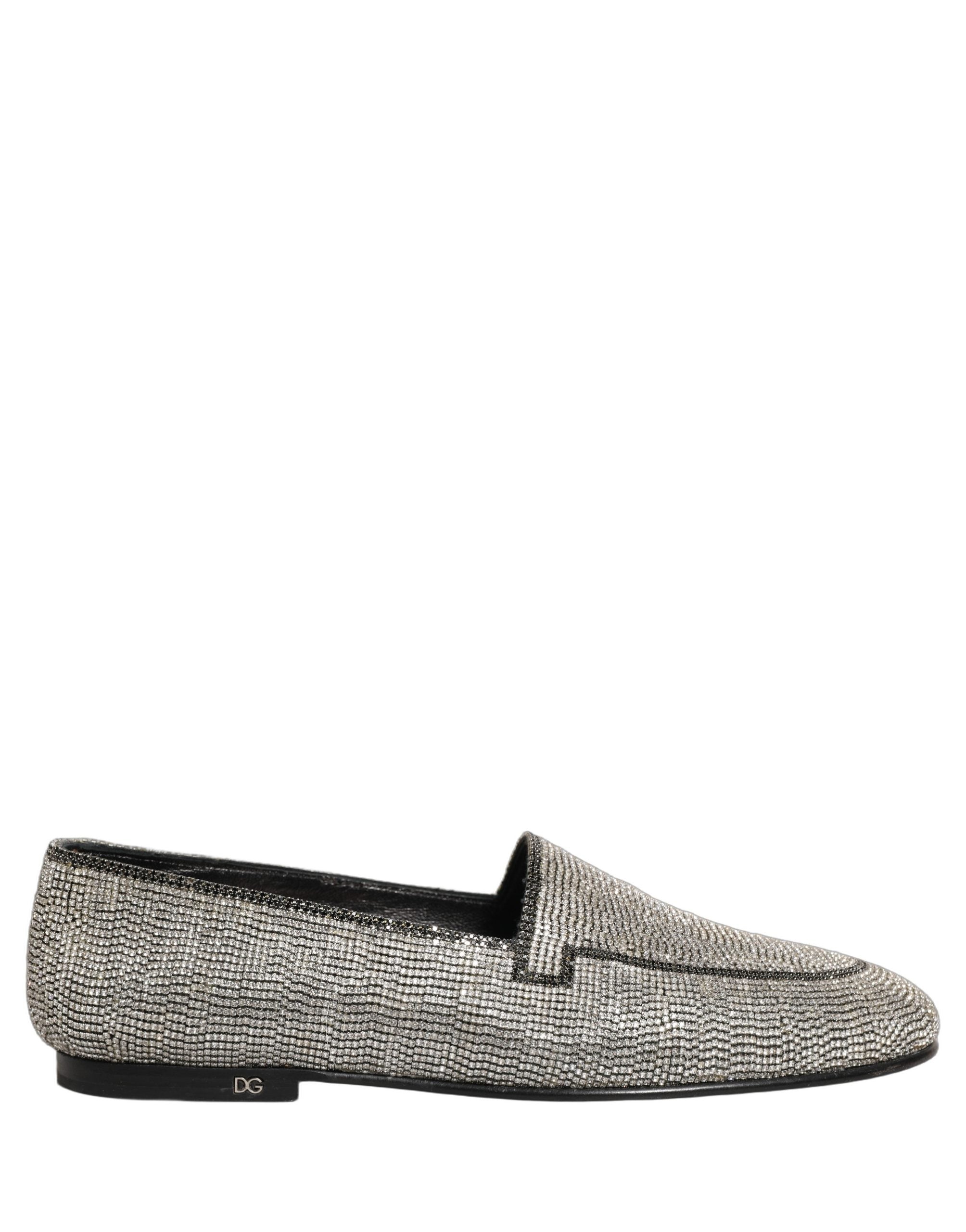Dolce & Gabbana Herren-Loafer mit silbernen Kristall-Verzierungen