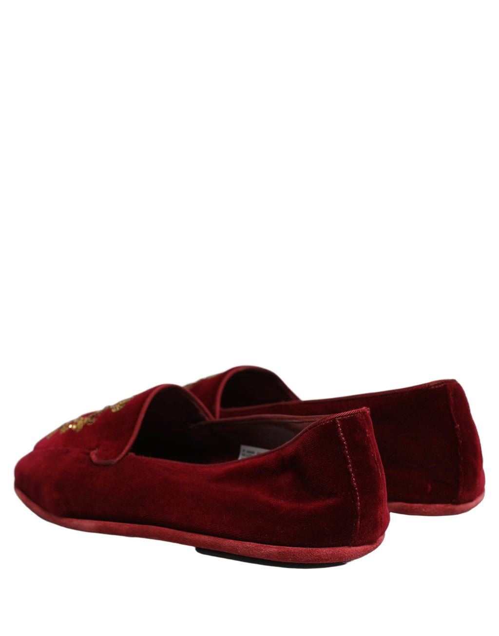 Dolce & Gabbana Burgunderrote Samt-Loafer mit Kronenstickerei