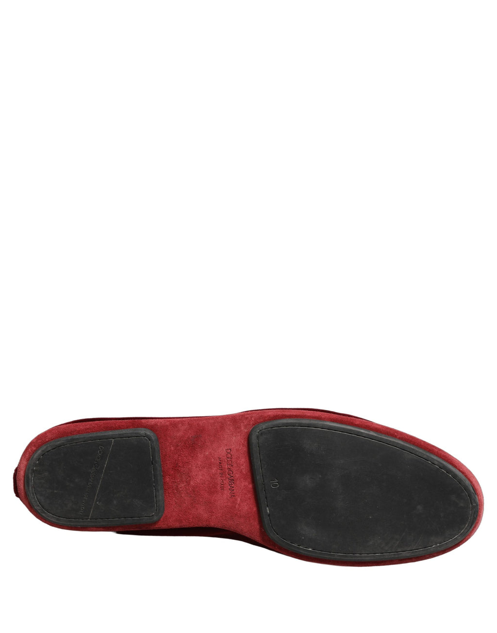 Dolce & Gabbana Burgunderrote Samt-Loafer mit Kronenstickerei