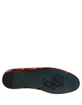Dolce & Gabbana Loafer-Schuhe aus rotem Samt mit Blumenstickerei