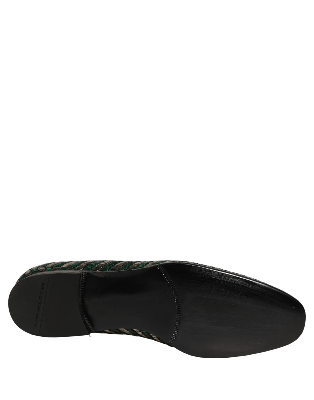 Dolce & Gabbana Silberne grüne verzierte Loafer-Schuhe