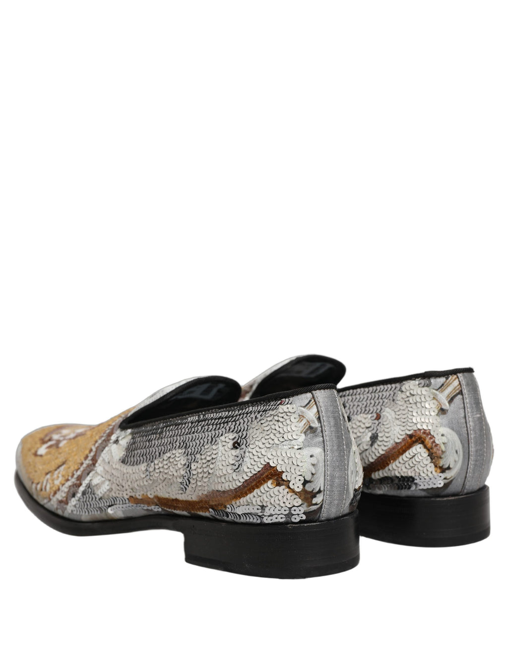 Dolce & Gabbana Weiße Loafer aus Goldpailletten zum Hineinschlüpfen