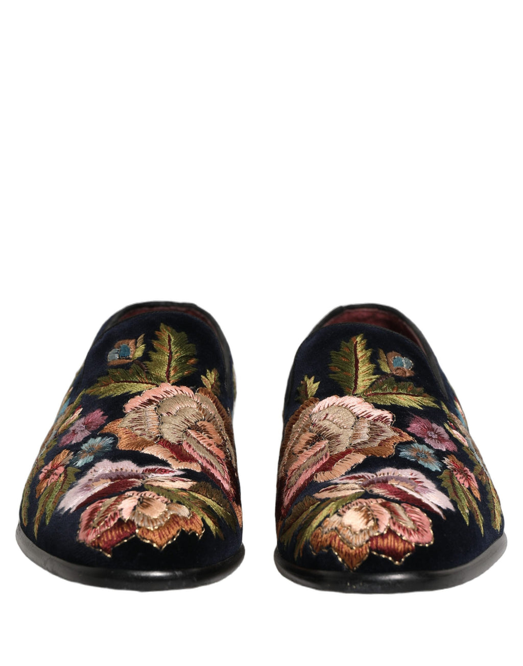 Dolce & Gabbana Schwarze Samt-Loafer mit Blumenstickerei