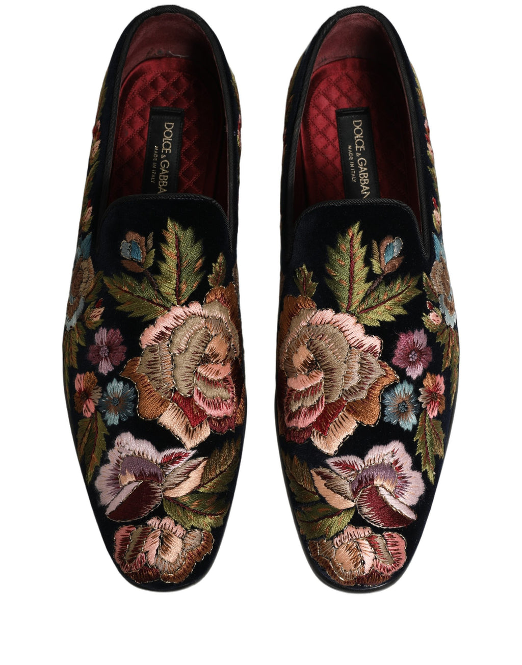 Dolce & Gabbana Schwarze Samt-Loafer mit Blumenstickerei