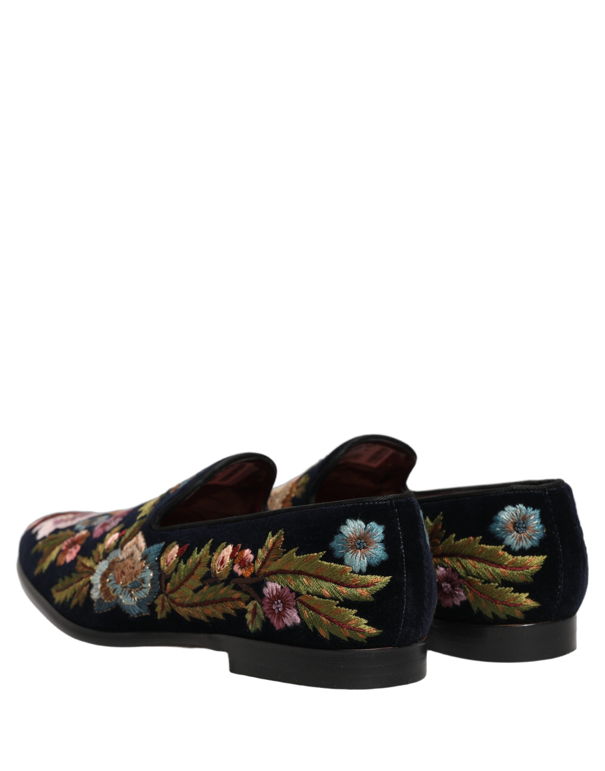 Dolce & Gabbana Schwarze Samt-Loafer mit Blumenstickerei