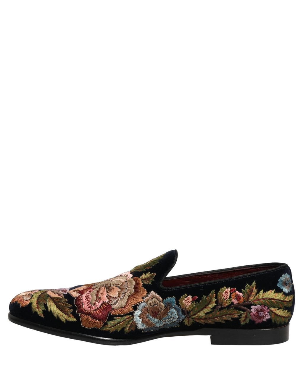 Dolce & Gabbana Schwarze Samt-Loafer mit Blumenstickerei