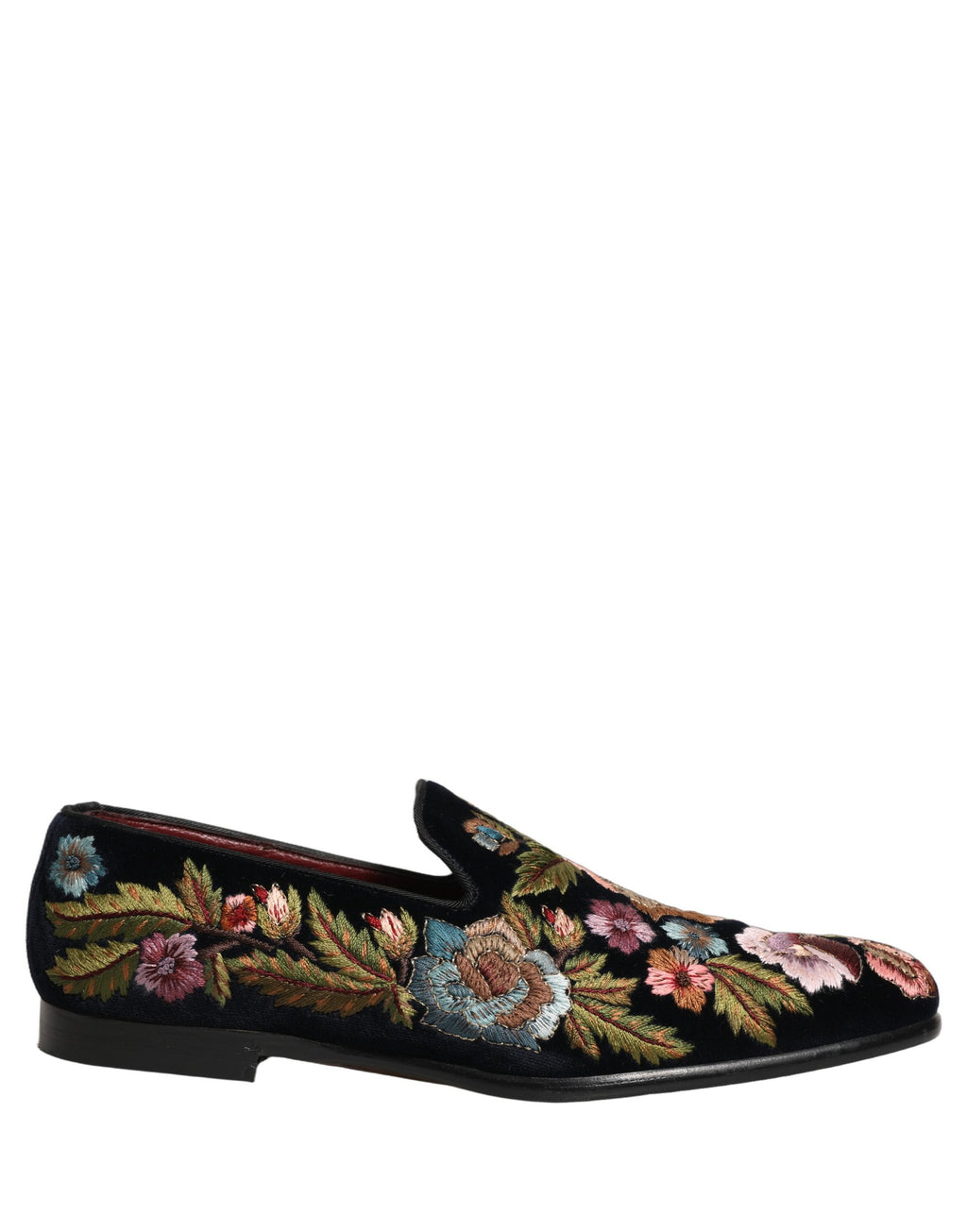 Dolce & Gabbana Schwarze Samt-Loafer mit Blumenstickerei