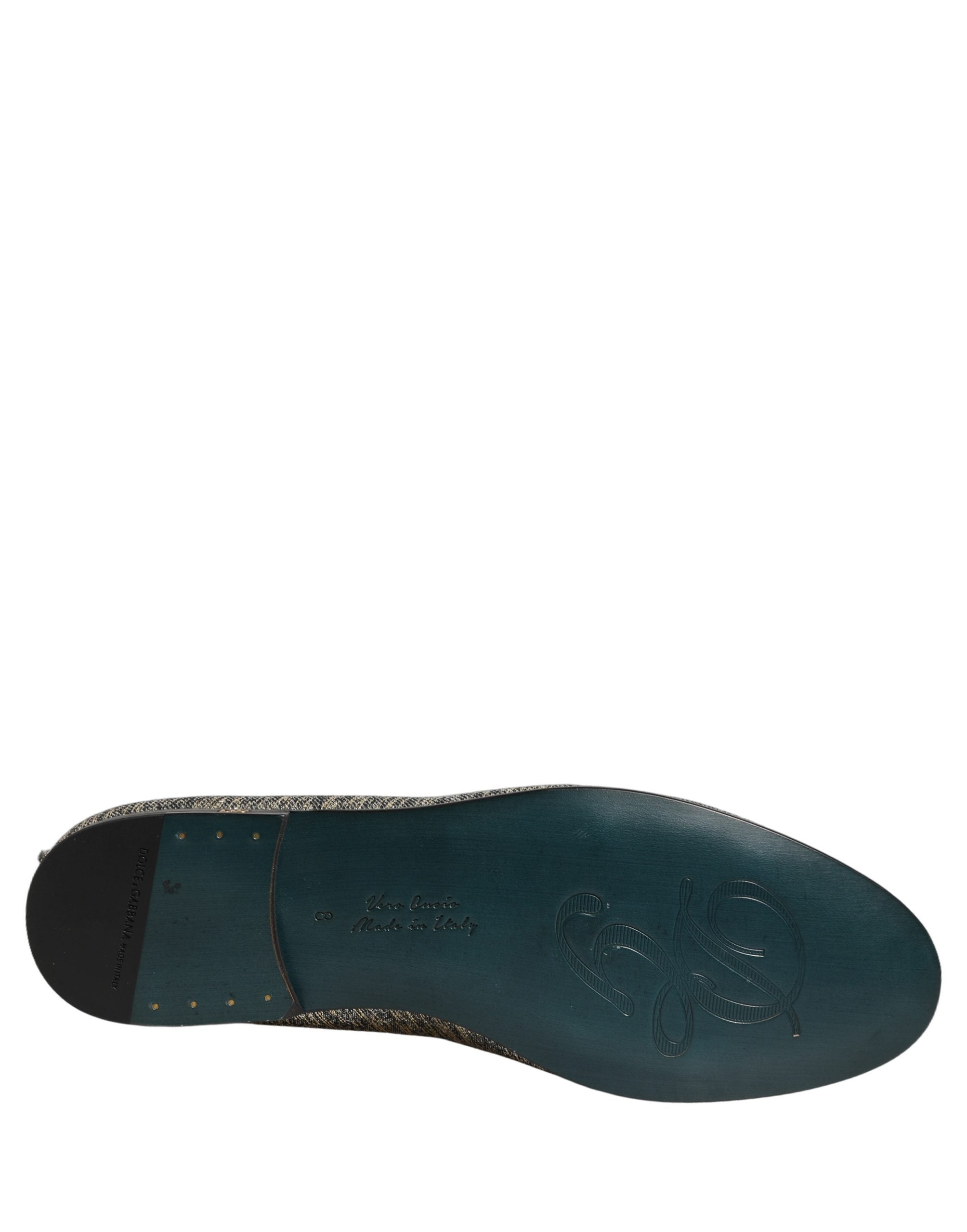Dolce & Gabbana Graue Loafer-Schuhe aus Lurex mit Glitzer und DG-Logo