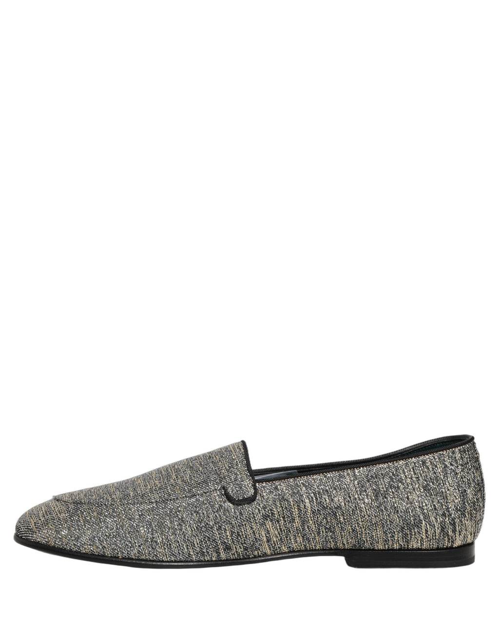 Dolce & Gabbana Graue Loafer-Schuhe aus Lurex mit Glitzer und DG-Logo