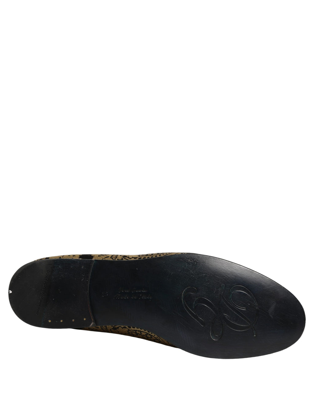 Dolce & Gabbana Goldfarbene Jacquard-Loafer aus Leder zum Hineinschlüpfen