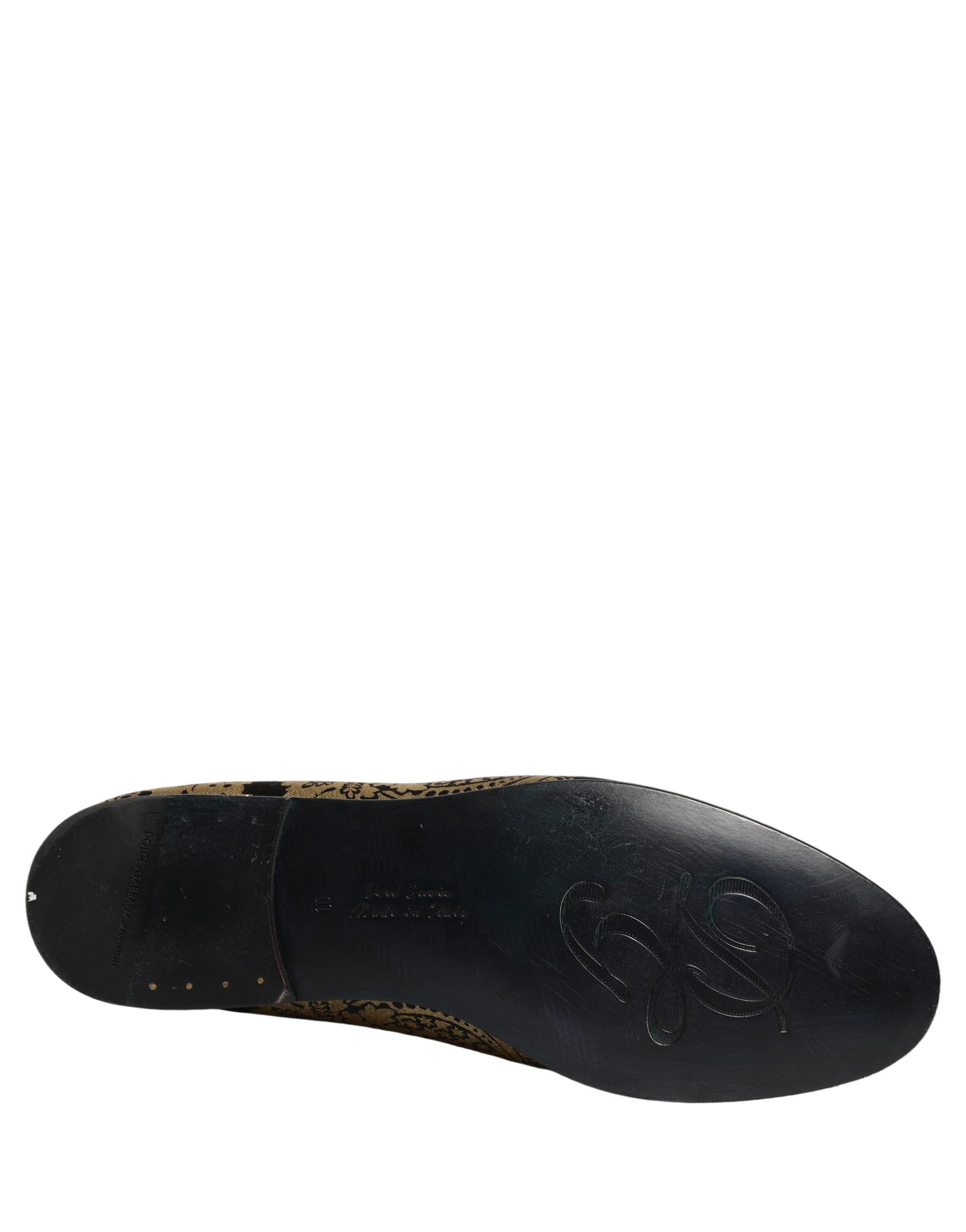Dolce & Gabbana Goldfarbene Jacquard-Loafer aus Leder zum Hineinschlüpfen