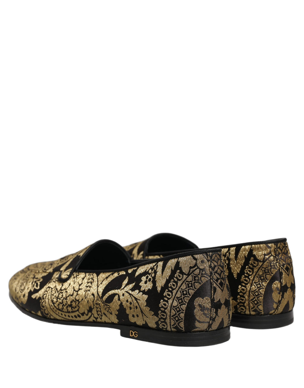Dolce & Gabbana Goldfarbene Jacquard-Loafer aus Leder zum Hineinschlüpfen