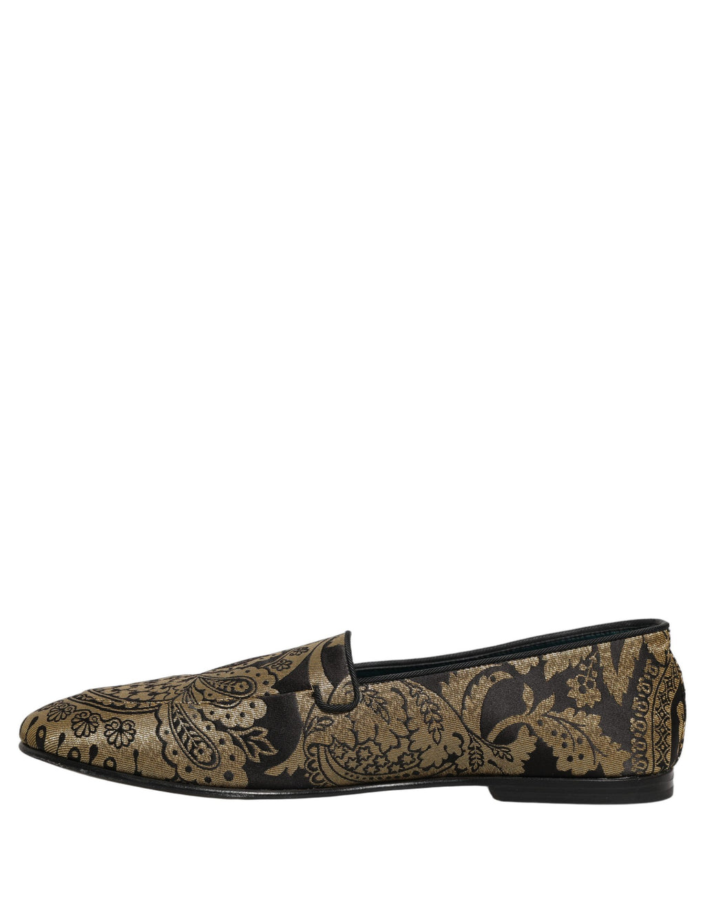 Dolce & Gabbana Goldfarbene Jacquard-Loafer aus Leder zum Hineinschlüpfen