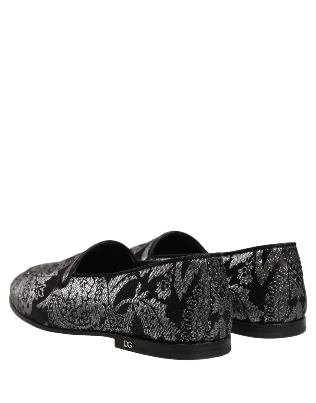 Dolce & Gabbana Silberne Jacquard-Loafer aus Leder zum Hineinschlüpfen