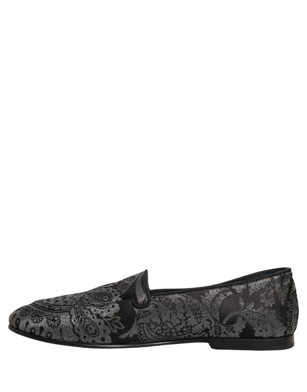 Dolce & Gabbana Silberne Jacquard-Loafer aus Leder zum Hineinschlüpfen