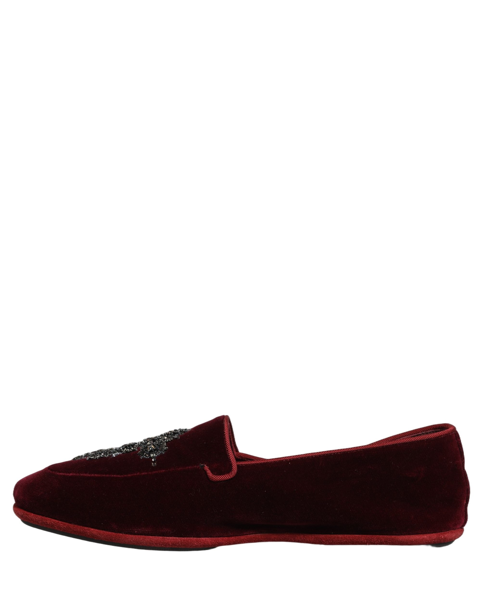 Dolce & Gabbana Rote Wildleder-Loafer mit Verzierungen für Herren