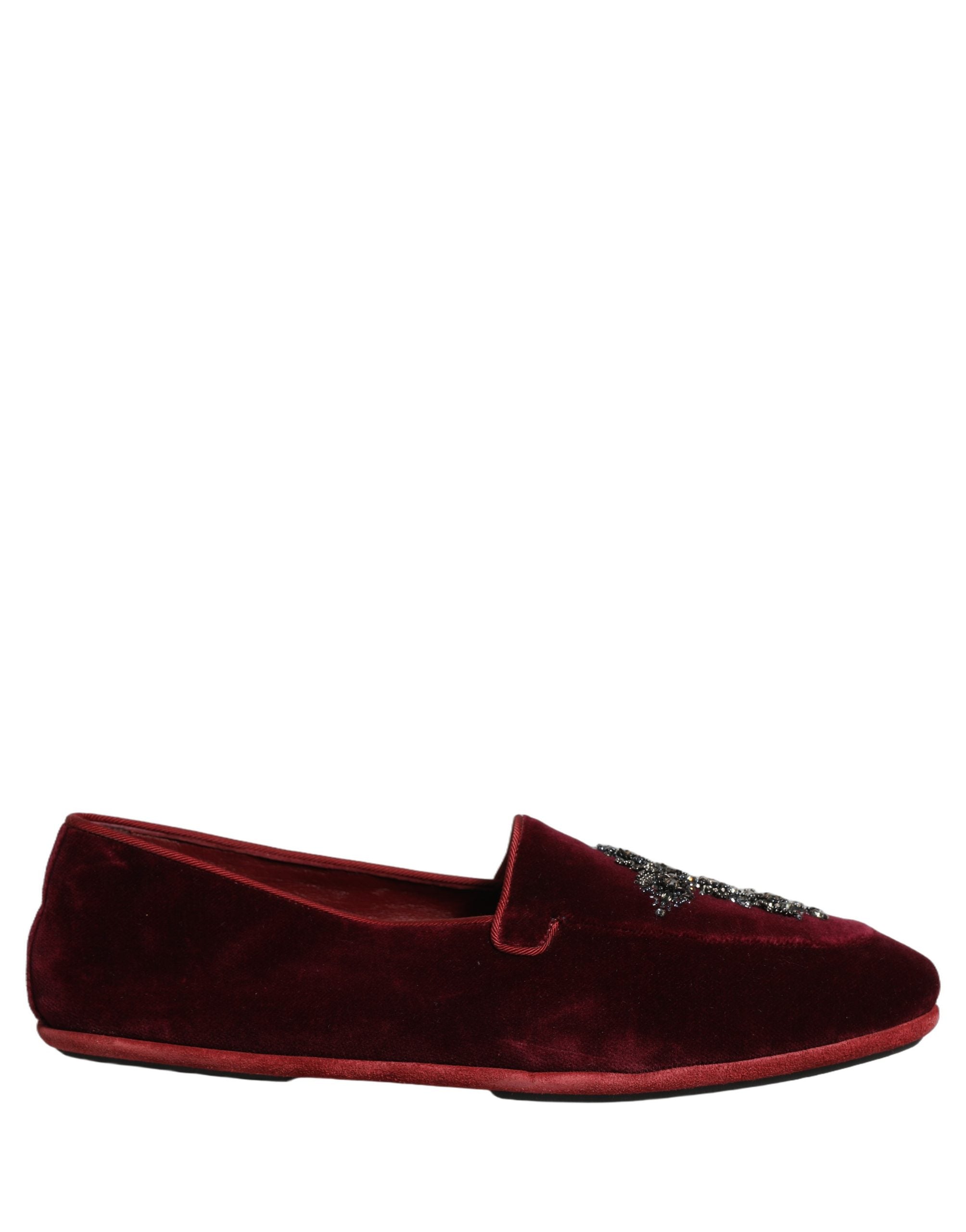 Dolce & Gabbana Rote Wildleder-Loafer mit Verzierungen für Herren