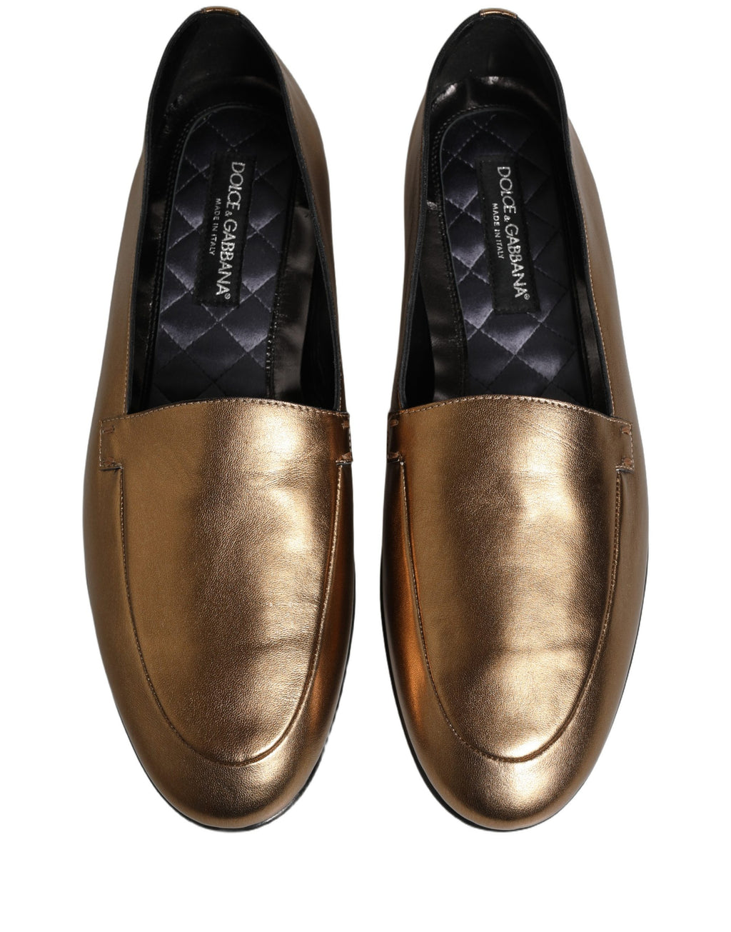 Dolce & Gabbana Goldfarbene Leder DG Logo Slipper Loafer für Herren