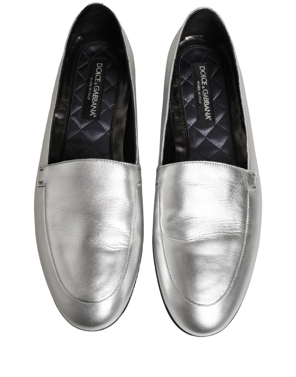 Dolce & Gabbana Silberne DG Logo Loafer aus Leder