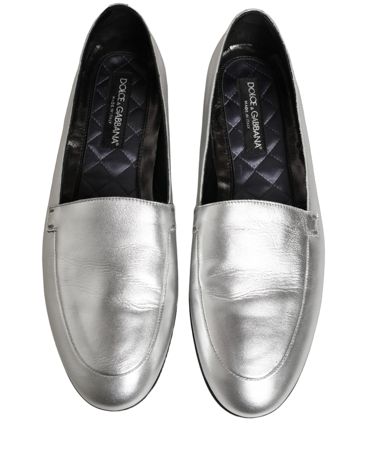 Dolce & Gabbana Silberne DG Logo Loafer aus Leder
