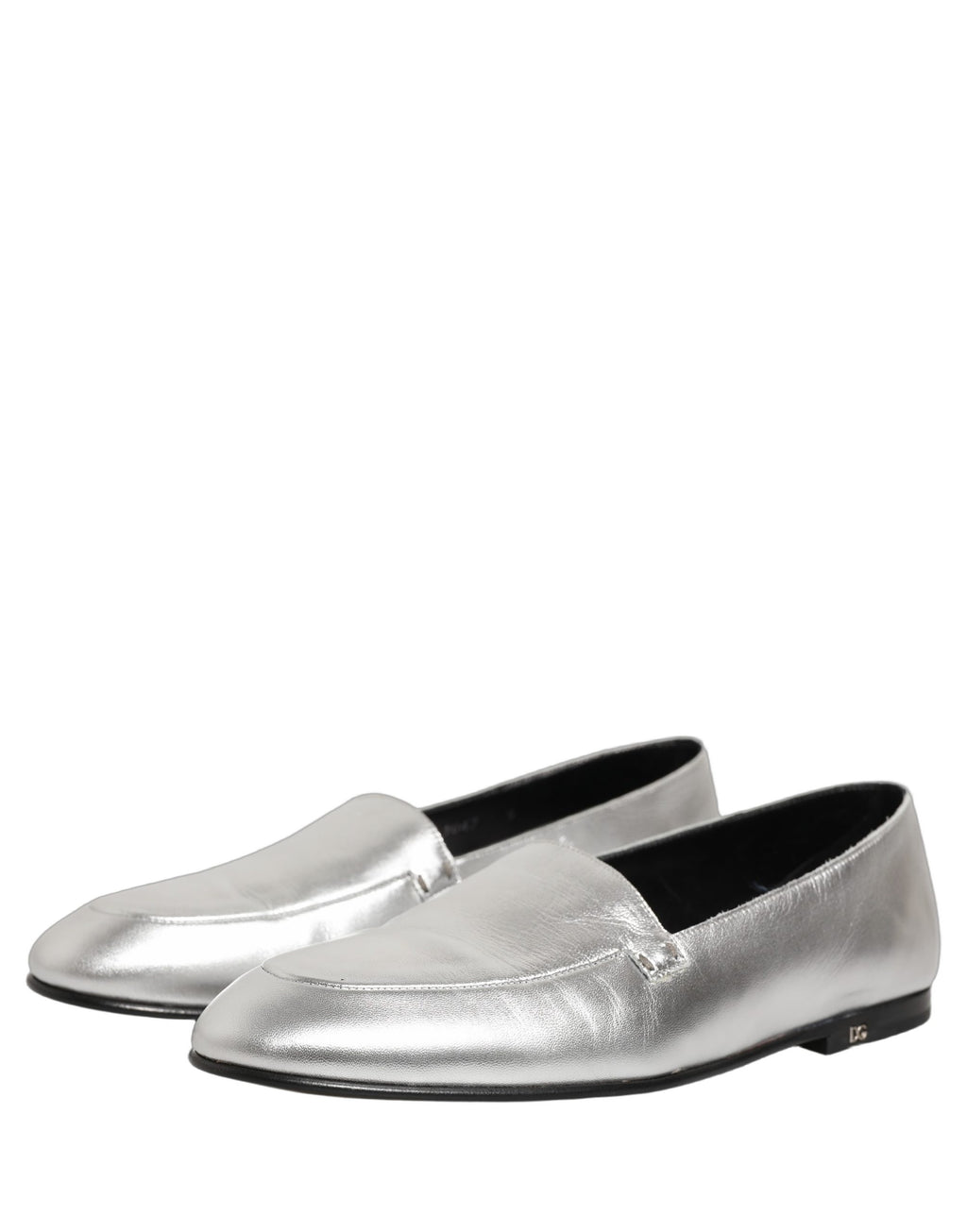 Dolce & Gabbana Silberne DG Logo Loafer aus Leder