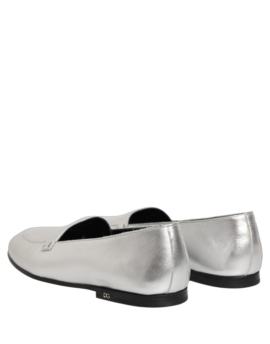 Dolce & Gabbana Silberne DG Logo Loafer aus Leder