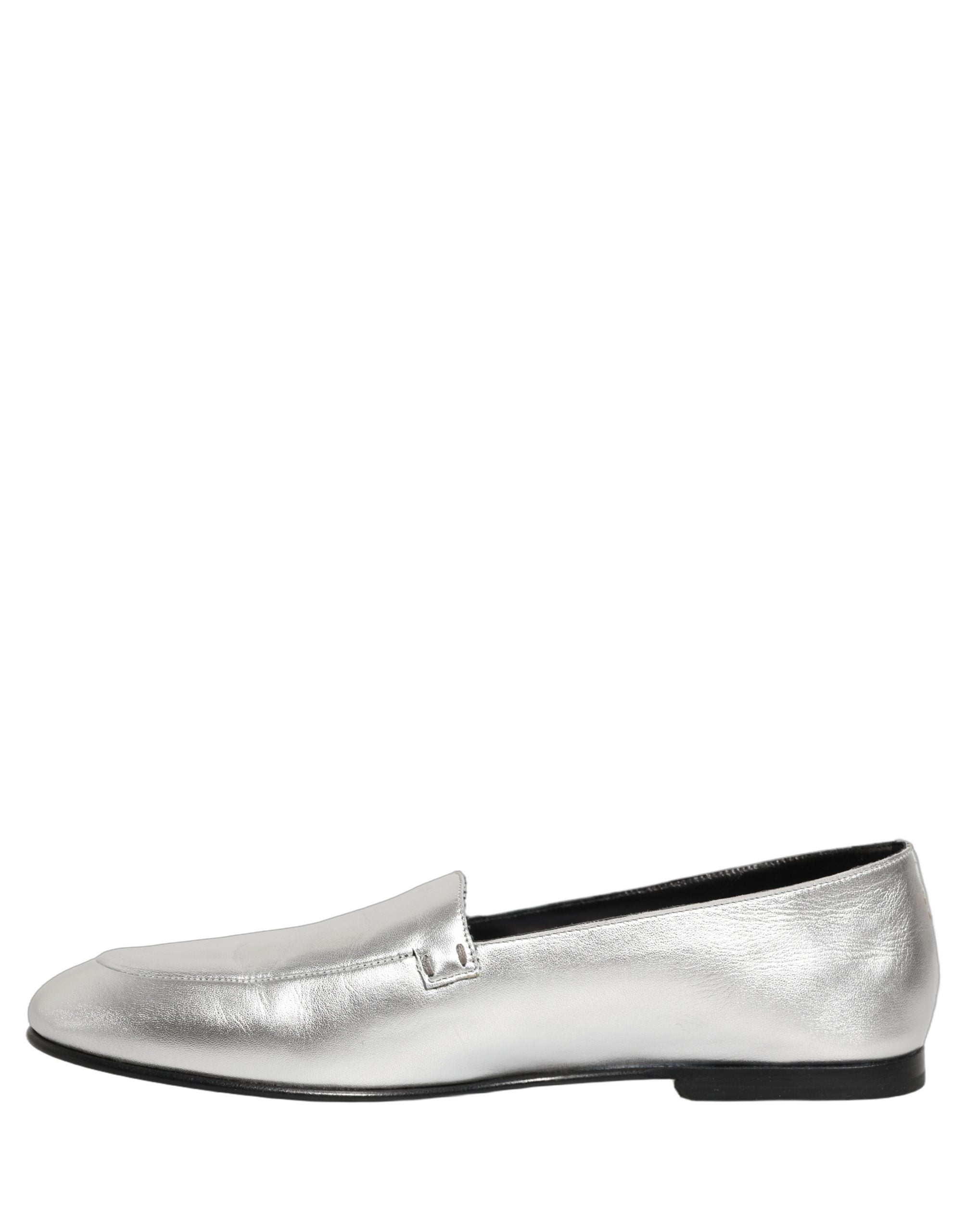Dolce & Gabbana Silberne DG Logo Loafer aus Leder