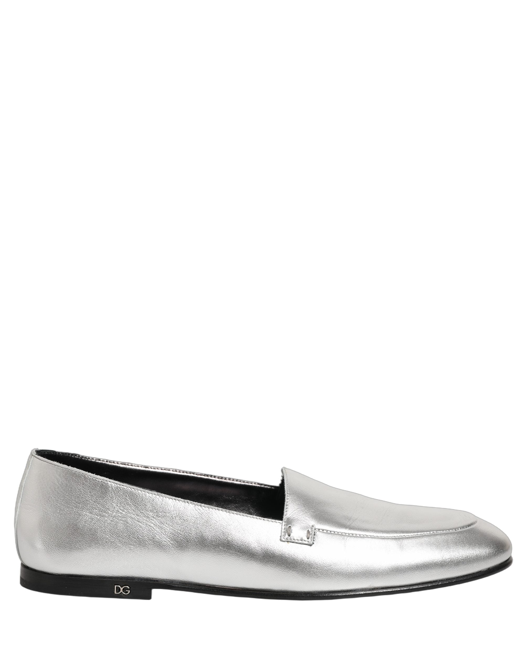 Dolce & Gabbana Silberne DG Logo Loafer aus Leder