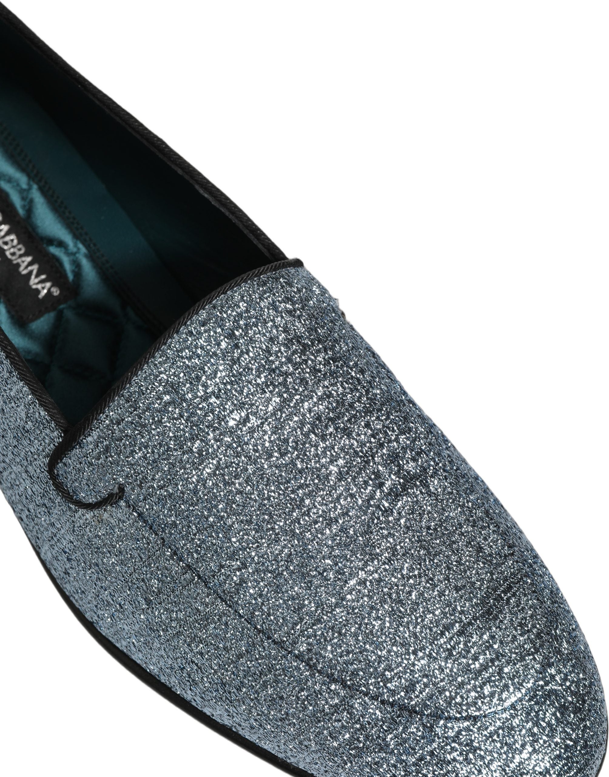 Dolce & Gabbana Blaue Glitzer Lurex DG Logo Loafer Pumps